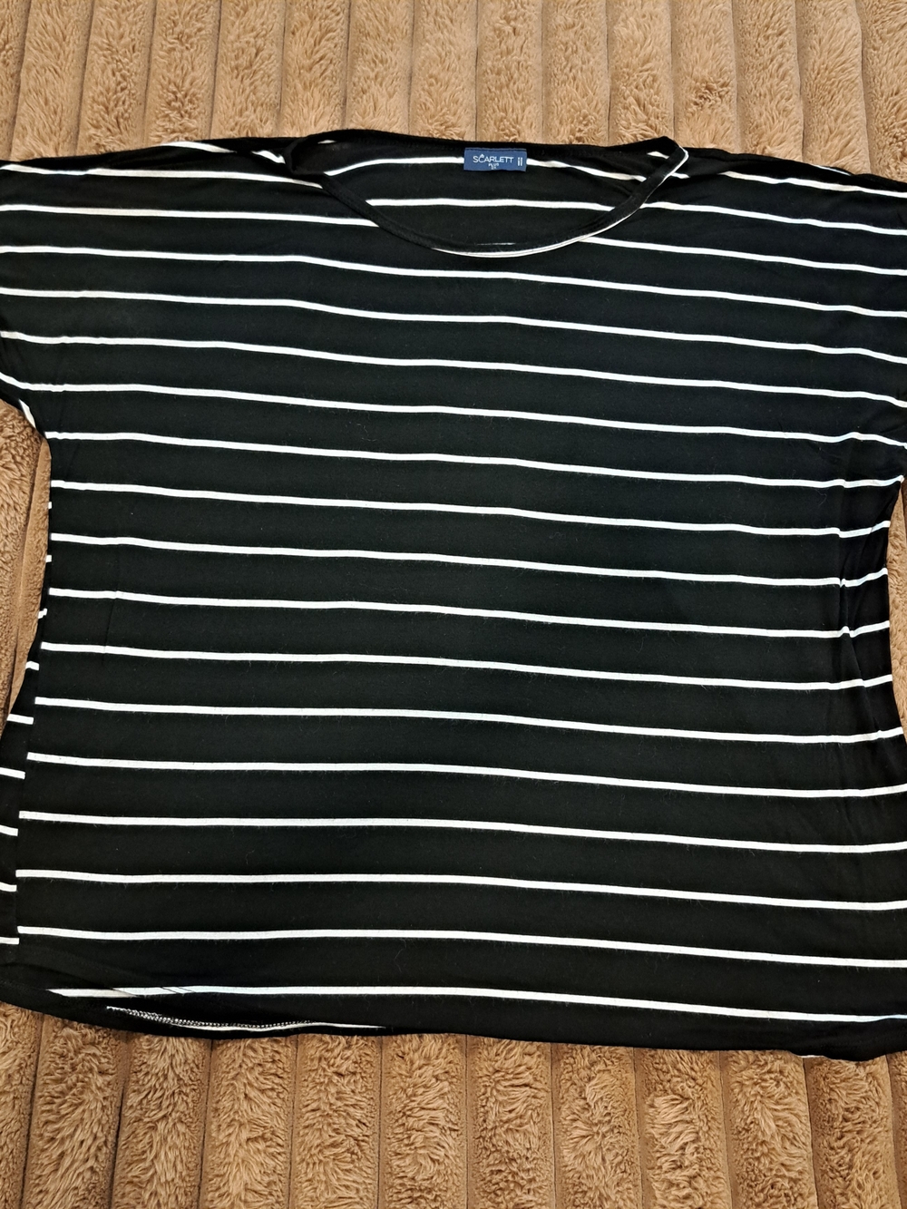Scarlett Womens Shirt Blouse Size 2XL Black White Striped Button Detail Sleeve